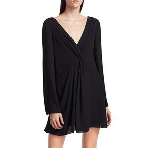 CINQ À SEPT 'Cecil' Twist-Front Crepe Dress, Black